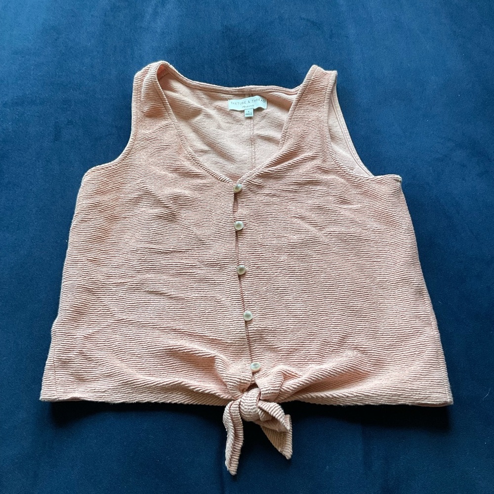 Madewell Texture Thread Tie Front Button Tank Top - image 3